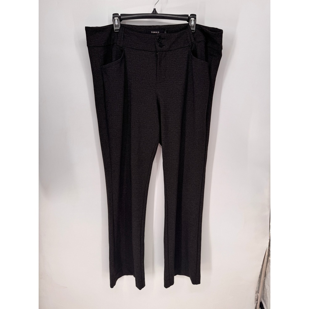 Torrid Pants Women 20R Grey Herringbone Straight Leg Stretch Trousers